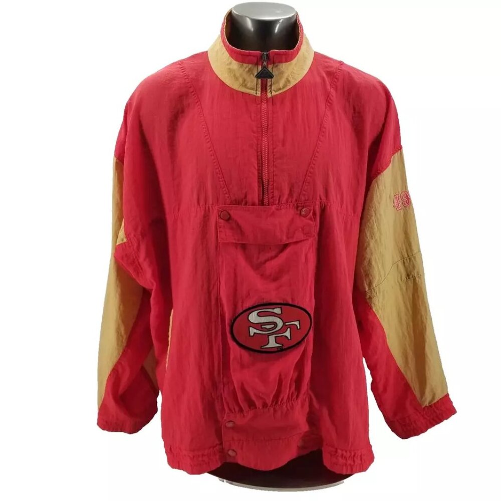 VINTAGE San Francisco 49ers Windbreaker Jacket Red APEX One NFL Mens 3xl